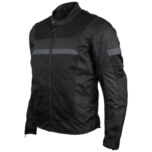 Mens Motorcycle Perforated Textile Reflective Mesh Riding 3 Season Jacket with CE amors (XL)
