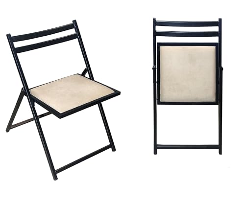 Image of Spacecrafts® Folding Chair with Cushion Seat (Pack of 1) Portable & Comfortable Padded Chair | Compact & Space-Saving Design Chair for Home | Office | Events (Black)