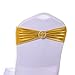 Chair Cover Stretch Band With Buckle Slider Sashes Bow Wedding Banquet Decoration 10PCS (Metallic Gold)