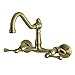 Kingston Brass KS3223BL Vintage 6" Adjustable Center Wall Mount Kitchen Faucet, Antique Brass