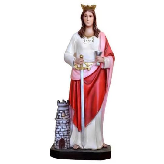 Generico ArteSacraCaravaggio Statua di Santa Barbara cm 85 (33,46 inches) in resina decorata a mano, di produzione artigianale italiana