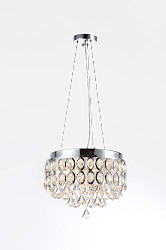Image of tu casa Silver Finish 6 Light Round Small Crystals Chandelier SL2168 (Bulb not Included)
