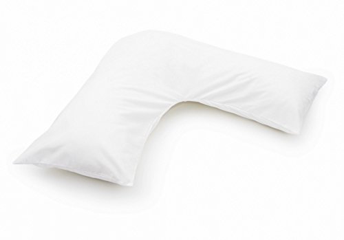 Belledorm Funda de almohada en forma de V blanca con botones de presión, percal de 200 hilos, para embarazo, maternidad, soporte ortopédico para lactancia Cover