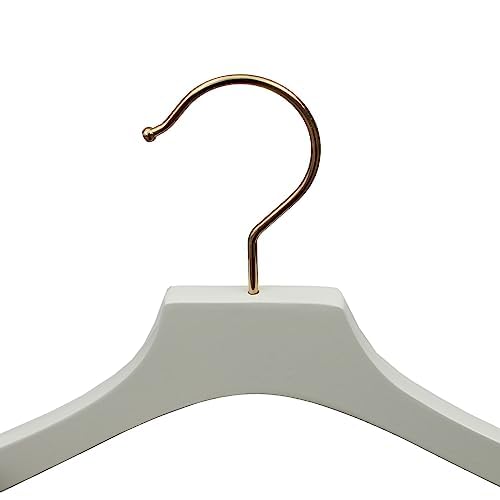 GERSO Design Kleiderbügel weiß mit goldenem Haken 440mm Breite Set mit 100 Stück Fashion Designer Holz Garderobe Haushalt