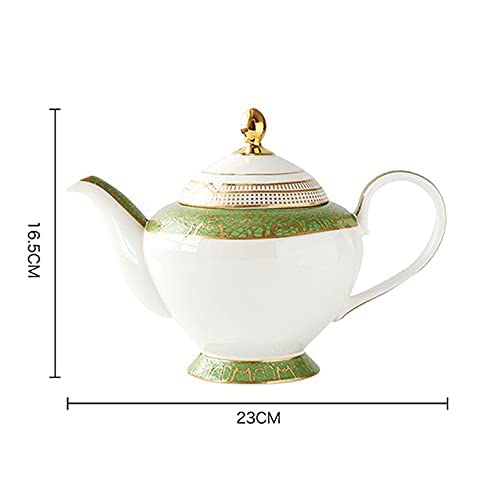 SGSG Juego de platillos y Tazas de café de cerámica Verde, Juego de té de la Tarde Europeo, Tazas de Tetera Hechas a… - Imagen 7