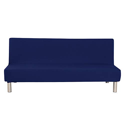 Mifxin Armless Sofa Bed Cover Stretch Futon Slipcover 3 Seat Full Folding Sofa Couch Futon Non-Armrest Furniture Protector With Elastic Bottom (Solid Navy) #TOP11
