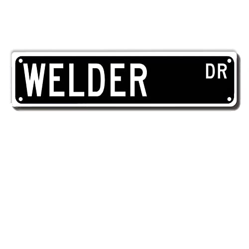 ERMUHEY Welder Dr-teken, zwart metalen wandbord, 40 x 10 cm, rustieke stijl