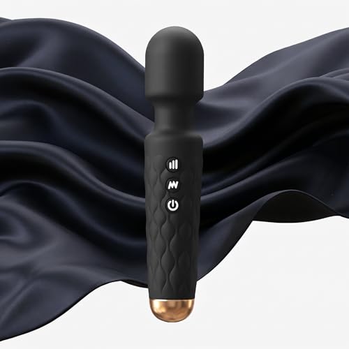 Kamileo Personal Massager - 4H Max Runtime & Ultra-Quiet - Waterproof - 20 Modes 8 Speeds for Deep Tissue Back Massage, Post-Workout Recovery and Neck Muscle Relaxation（Black）