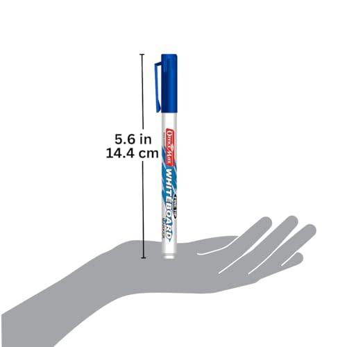 Image of Soni OfficeMate Fine Tip Whiteboard Markers - Blue | 2.5 mm Fine Tip | Non-Toxic & Eco-Friendly | Easy Wipe Ink & Smooth Writing | Ideal for School, Office & Presentations | Pack of 10