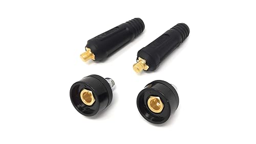 ELCAN Conector rapido aereo macho 10-25mm para cable soldadura DKZ10-25 o DKJ10-25 200A (2 unidades) + Conector rapido base hembra 10-25mm para cable soldadura DKZ10-25 o DKJ10-25 200A (2 unidades)