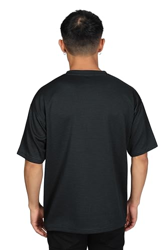 SHODOX® Men Oversized T Shirt Solid Dotted Design | Round Neck Loose Fit Drop Shoulder Casual Cotton T-Shirt for Men