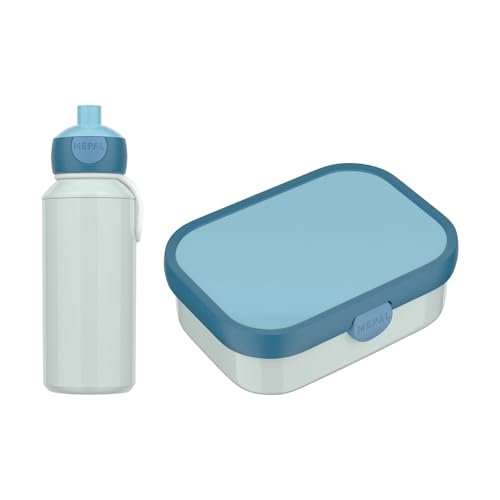 Mepal - Juego de almuerzo Campus Switch - Set para niños con botella y fiambrera desplegable - Fiambrera para la escuela o de viaje - Apto para lavavajillas - 400 + 750 ml - Cool Mint / Cool Blue