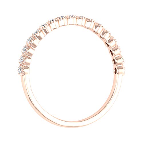 FINEROCK 1/5 Carat Bezel Set Diamond Wedding Band Ring in 10K Solid Gold2