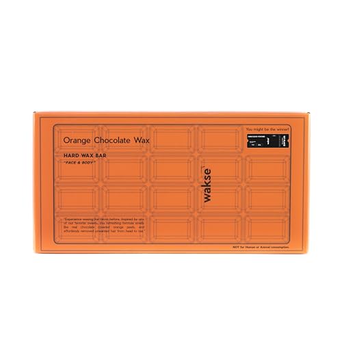 wakse Orange Chocolate Hard Wax Bar, For Face & Body Hair Removal, Stripless, Chocolate Orange Scented