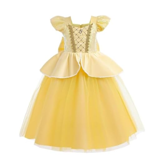 Lito Angels Vestido Disfraz Princesa Belle la Bella y la Bestia Fiesta Cumpleaños Carnaval para Niñas Talla 9-10 Años, Amarillo (Número de etiqueta 150)