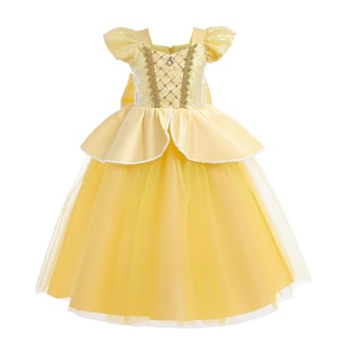 Lito Angels Vestido Disfraz Princesa Belle la Bella y la Bestia Fiesta Cumpleaños Carnaval para Niñas Talla 9-10 Años, Amarillo (Número de etiqueta 150)