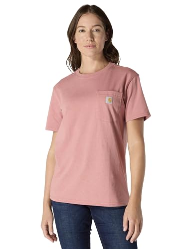 Carhartt Women's Iconic WK87 Pocket T-Shirt, Rose Tint Heather, Large