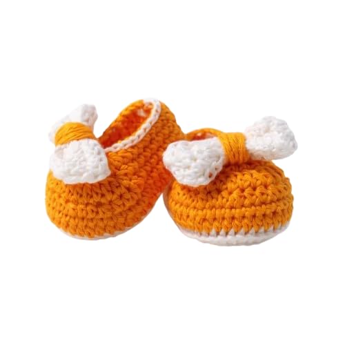 Handmade Crochet Newborn Booties with White Bow | Orange & White Baby Shoes | Soft Cotton Yarn Infant Footwear | Crochet Crib Shoes | Baby Shower & 1st Birthday Gift-image-36