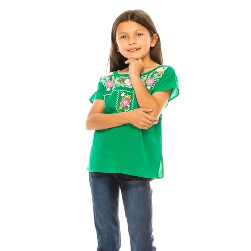 Image of unik Girls Cotton Embroidered Floral Blouse for Birthdays, Cultural Events, Cinco De Mayo