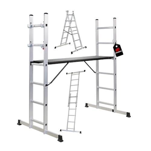 PROREGAL Ponteggio da lavoro MULTISTEP 3-in-1 Scala in Alluminio 2x6 Pioli Altezza fino a 2,7m