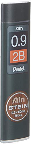 Pentel Grafite para lapiseira Ain Stein, 0,9 mm 2B, 36 grafites (C279-2B)