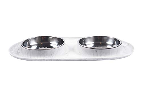 Messy Cats Double Silicone Feeder with Stainless Saucer Shaped Bowl ...