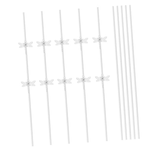 POPETPOP 透明プラスチック製植物支柱 耐曲げ耐久性 蘭用支柱 透明クリップ付き 簡単設置 園芸用観葉植物サポート