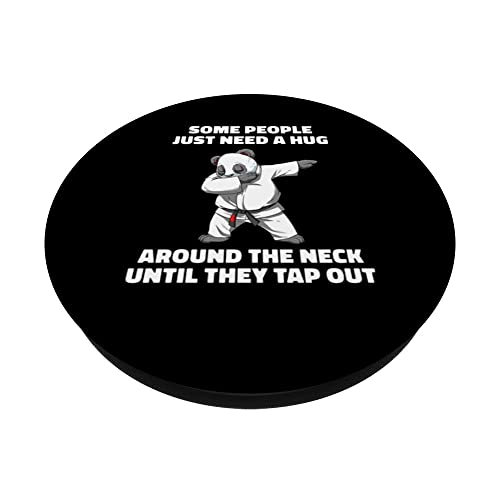 Funny Jiu Jitsu Choke Hug - Dabbing BJJ Grappling Panda PopSockets Swappable PopGrip, Black - Image 2