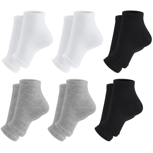 6 Pairs Men Toeless Socks Cotton Open Toe Flip Flop Pedicure Anklets Socks for Men Sandals Running Yoga Spa Sleep