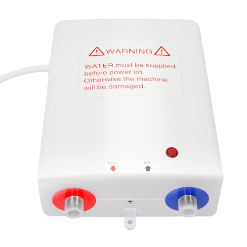 Calentador de agua eléctrico, 6050 W, 220 V, mini calentador de agua eléctrico, temperatura ajustable, calentador de agua caliente instantáneo, calentamiento rápido para cocina, baño (blanco)