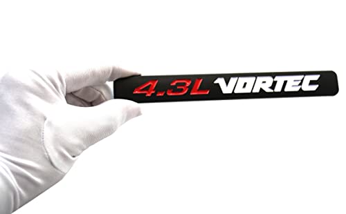 Image of SSDD 2pcs 4.3L Vortec Emblems Hood 4.3 L Engine Badge 3D Decal Replacement for Silverado Z71 Gmc Sierra (Black /White), CH-4.3L Vortec