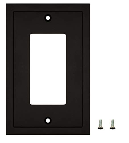Modern Edge Decorative Wall Plate Switch Plate Outlet Cover, Durable Solid Zinc Alloy (Single Decorator 2Pk, Matte Black) #TOP7
