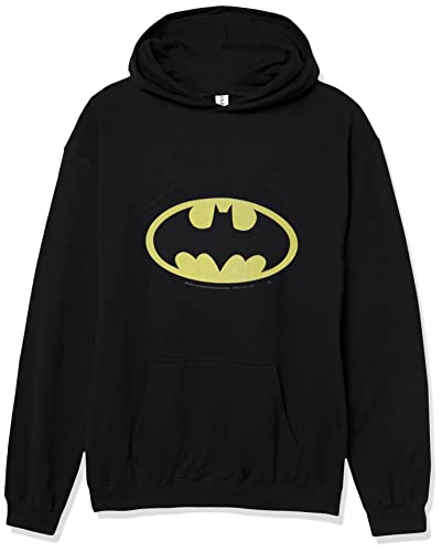 DC Comics Warner Bros. Logotipo básico Sudadera con Capucha, Negro, L para Hombre