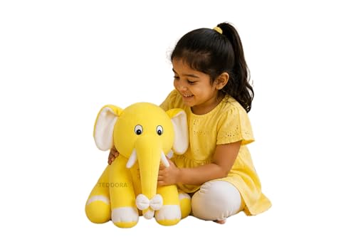 Image of Appu Ele Soft Toy for Girls Boys Kids, Yellow, Elephant Animal Plush Stuffed Baby Teddy Gift Birthday, 25 cm