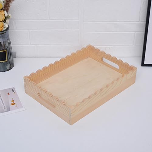 Bandeja decorativa rectangular de madera con diseño de mango 7