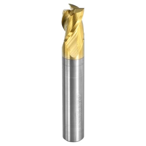 Image of uxcell Carbide Square End Mill, 5 /16 inch Dia ZrN Coated 3 Flutes Milling Bit Cutter, for Aluminum Copper Non-Ferrous Alloy Metal, 5 /16 inch Shank 7 /16 inch Cut Length 2 inch Long