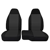 EDIETH 2Pcs Front 60/40 Cloth High Back Bench Seat Cover Compatible with Ford Ranger XLT 2004 2005 2006 2007 2008 2009 2010 2011 2012-Without Console Cover-Black
