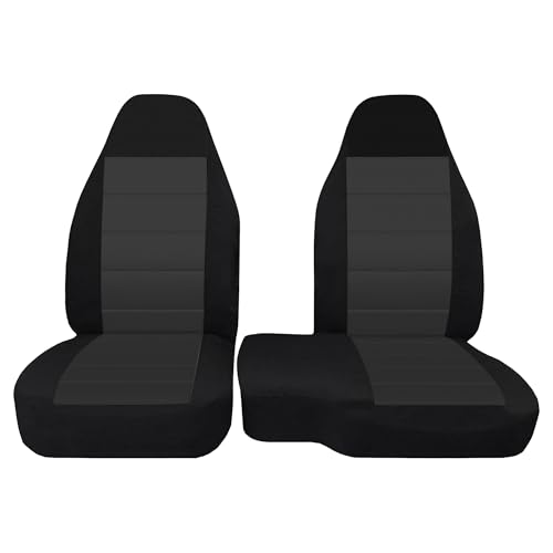 EDIETH 2Pcs Front 60/40 Cloth High Back Bench Seat Cover Compatible with Ford Ranger XLT 2004 2005 2006 2007 2008 2009 2010 2011 2012-Black