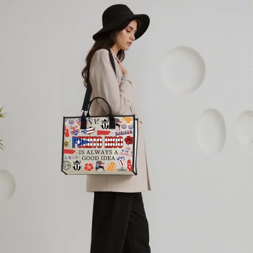 Bolsa de compra Puerto Rico con diseño de flor y coquí miniatura 3