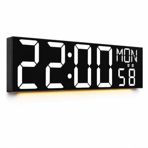 Image of JALL 30 inch Giant Digital Wall Clock, Extra Large LED Clock with Remote, Huge Wall Clock with Jumbo Numbers for Living Room, White