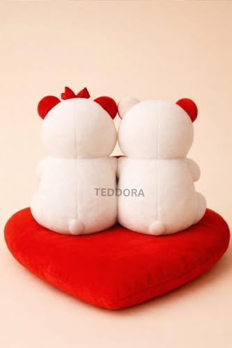 Image of Teddy Bear Couple on Heart Soft Toy for Girls Boys Kids, Stuffed Baby Gift Birthday, 20 cm Kiss