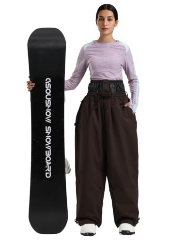 Image of GSOU SNOW Mens Womens Snow Pants Baggy Snowboard Ski Pants Waterproof | 15K Waterproof,10K Breathable,Windproof Waist Powder Skirt,Thigh Vent Zippers,Adjustable Waist & Cuffs Drawcord,5 Pockets