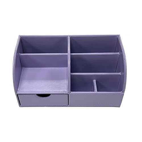 Unionbasic Desk Organizer - Multifunctional Leather Desktop Pen Holder Storage Box - Business Card/Pen/Pencil/Mobile Phone/Stationery Holder, Purple New #TOP6