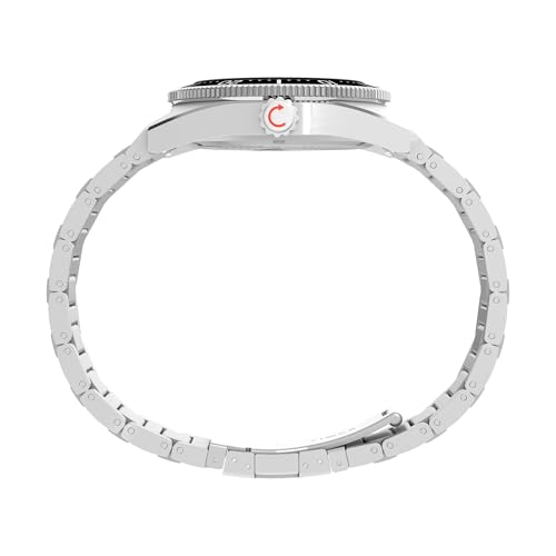 Image of TIMEX Deep Water Reef Analog Watch for Man with Black Round Dial & Silver Stainless Steel Bracelet Band Water Resistant Men's Wrist Watches - TW2W95200UJ