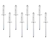 100 rivetti in alluminio da 4,8 x 16 mm, con testa a cupola, ideali per metallo, legno, plastica e gomma, adatti per attrezzature edili e ferroviarie