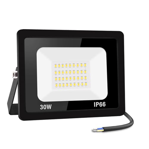 Jefedana 30W Projecteur LED Exterieur 3000LM IP66 Imperméable spot led exterieur Super Brillant Eclairage Extérieur Blanc Chaud(3000k) Sécurité spot led...