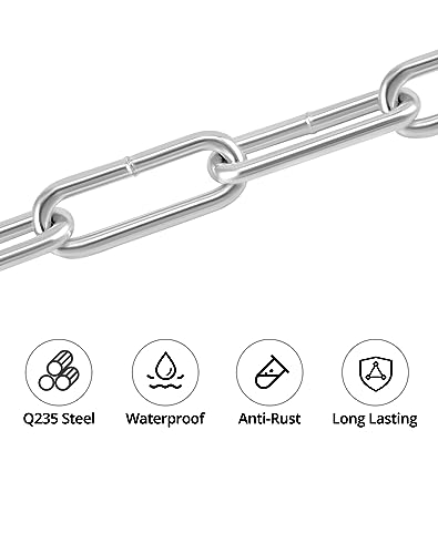 QWORK® 2 Pack Galvanized Steel Chain - diameter 3 mm - 5 m - for Clothsline Garage Fence Bicycle Security Lock Dog Lead DIY Decoration - Image 2