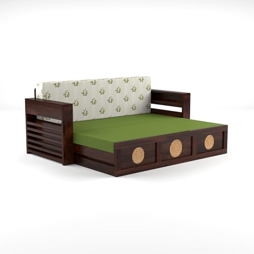 Image of Mamta Furniture Sofa Cum Bed (Walnut Finish, 3 Seater - CaneCircle)
