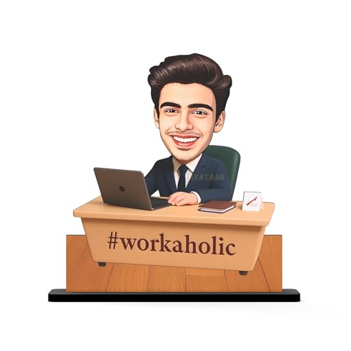 Image of Personalized IT Professional Caricature Gift Workaholic Desk Avatar Birthday Gift for Husband Boyfriend Friend Office Colleague Corporate Gift for Men (Workaholic Boy, 10 Inches)