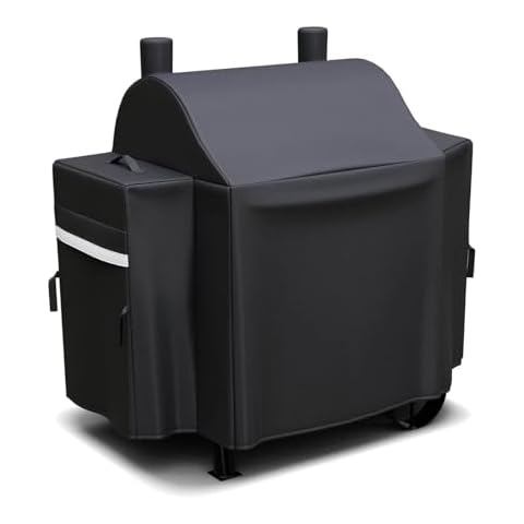 Grisun Upgraded Grill Cover for Oklahoma Joe's Rider 900 & Rider DLX Grills, Anti-Fade Waterproof Charcoal Offset Smoker Cover, Wider Design, for Grills with Front or Side Shelves, 600D Material Cover
